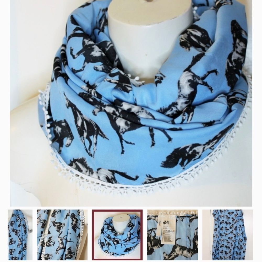 Equestrian Crochet Pompom Infinity Scarf
